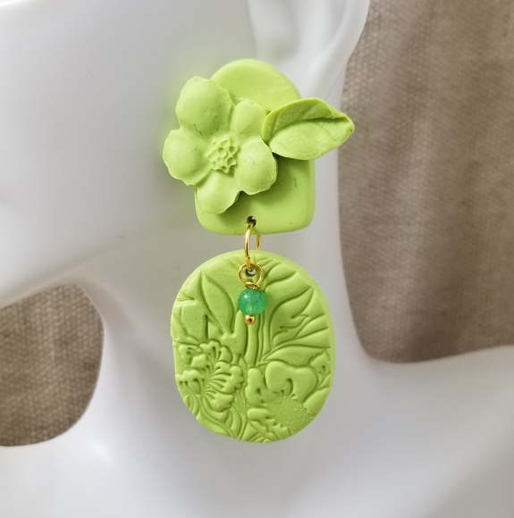 Handcrafted polymer clay drop earrings - Picture 1 of 3